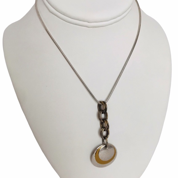 Vintage Marjorie Baer Two Tone Pendant Necklace - Picture 2 of 10